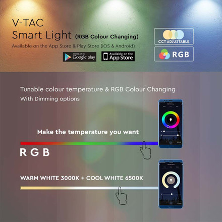 4W Амбиаентна Лампа Smart RGB и WW и CW съвеместима с Amazon Alexa и Google Home SKU 405861 V-TAC