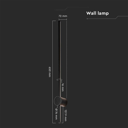12W LED Wall Lamp Black Body 3000K IP54