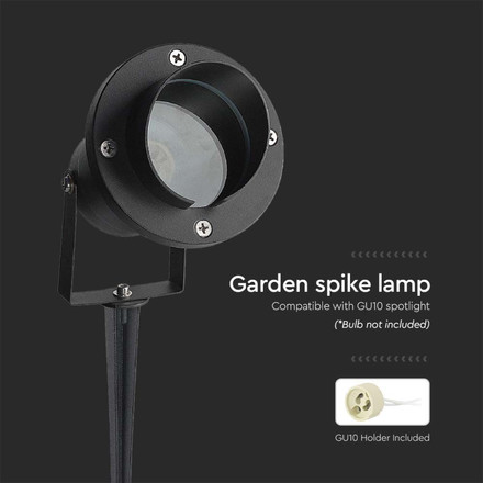 Garden Spike Aluminum GU10 Fitting Black Body IP65