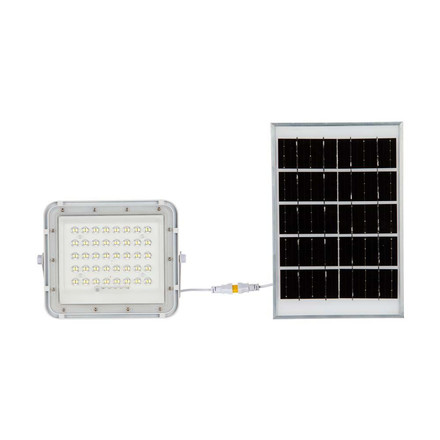 6W LED Solar Floodlight 4000K Replaceable Battery 3m Wire White Body