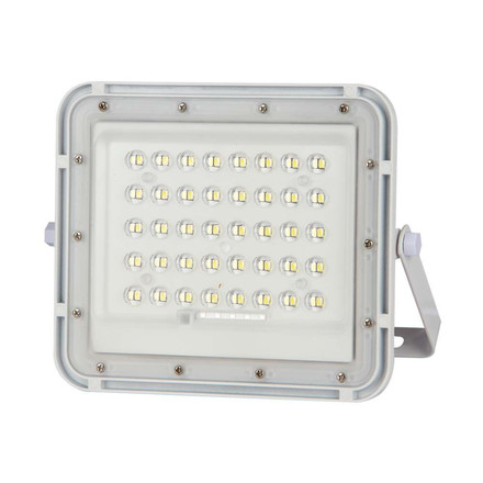 10W LED Соларен Прожектор 4000K Сменяема Батерия Бяло Тяло SKU 7842 V-TAC