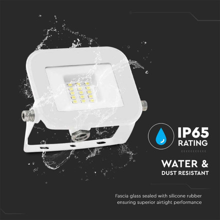 LED Прожектор 10W 6500K SAMSUNG ЧИП Бял PRO-S SKU 10013 V-TAC