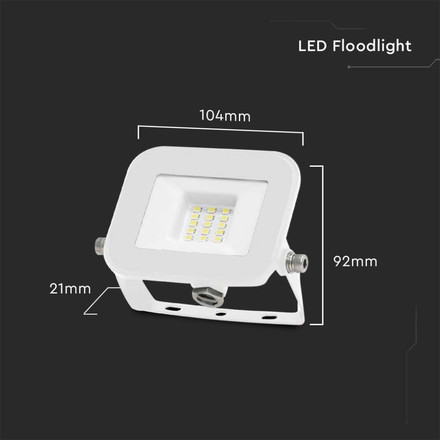 10W LED Floodlight SMD SAMSUNG CHIP PRO-S White Body 6500K