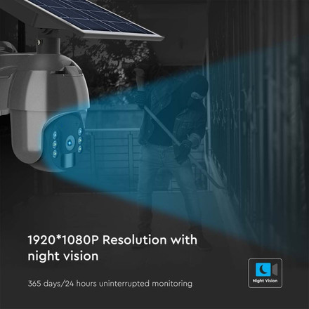 HD Соларна Смарт Камера със сензор WIFI Черна SKU 11617 V-TAC