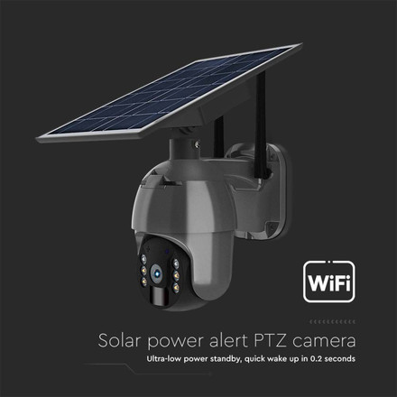 WIFI HD Smart Solar Energy PTZ Camera With Sensor Black Body