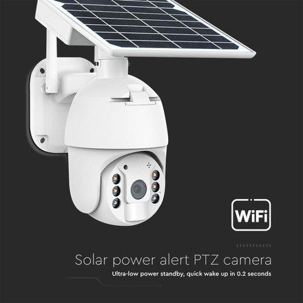 WIFI HD Smart Solar Energy PTZ Camera With Sensor White Body