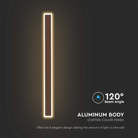 17W LED Wall Lamp Corten Body 3000K IP54