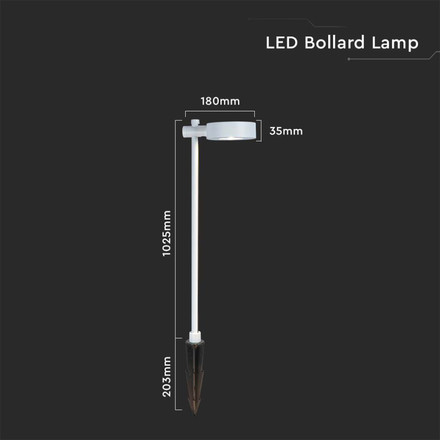 7W LED Bollard Lamp White Body 3000K IP54