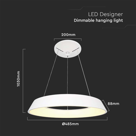 48W LED Designer Hanging Light Triac Dimmable  White 4000K