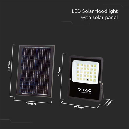 LED Соларен Прожектор 20W 4000К SKU 6971 V-TAC