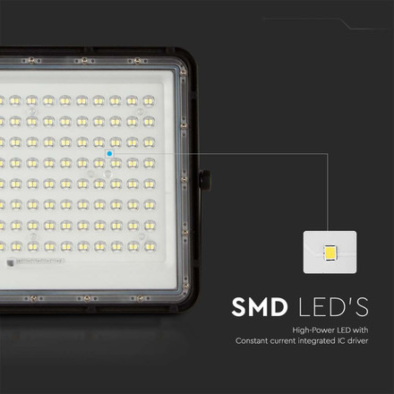 20W LED Соларен Прожектор 6400K Сменяема Батерия Черно Тяло SKU 7827 V-TAC