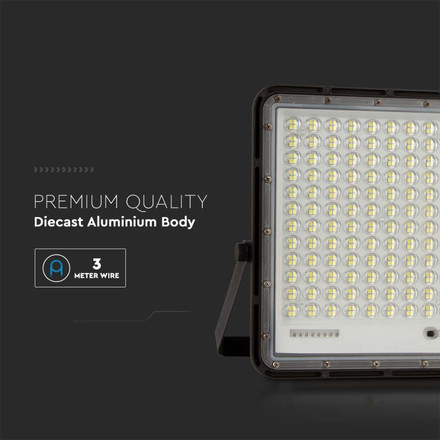 30W LED Соларен Прожектор 6400K Сменяема Батерия Черно Тяло SKU 7829 V-TAC