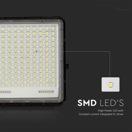 30W LED Соларен Прожектор 6400K Сменяема Батерия Черно Тяло SKU 7829 V-TAC