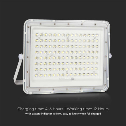 20W LED Solar Floodlight 6400K Replaceable Battery 3m Wire White Body