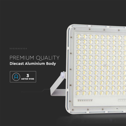 30W LED Соларен Прожектор 6400K Сменяема Батерия Бяло Тяло SKU 7847 V-TAC