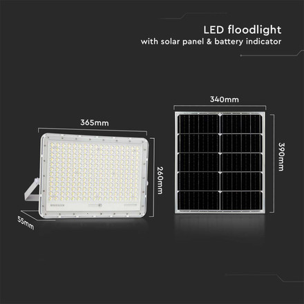 30W LED Solar Floodlight 4000K Replaceable Battery 3m Wire White Body