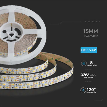 LED Strip SMD 2835 - 240LED  Double PCB 15mm 3in1 21W/M