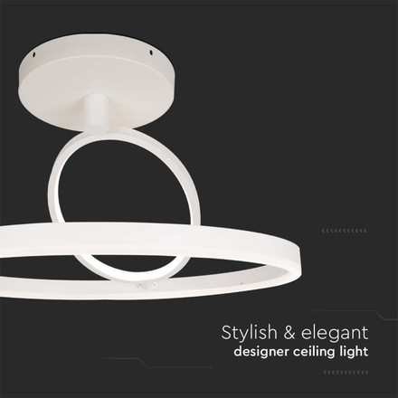 38W LED Designer Ceiling Light White 500*200MM Double Round 3000K
