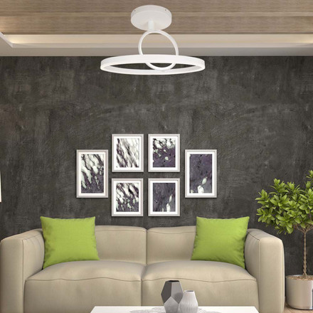 38W LED Designer Ceiling Light White 500*200MM Double Round 3000K