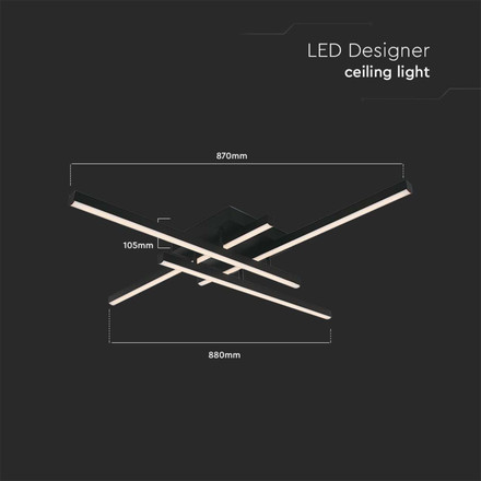 38W LED Designer Ceiling Light Black 850*850*105MM 3000K