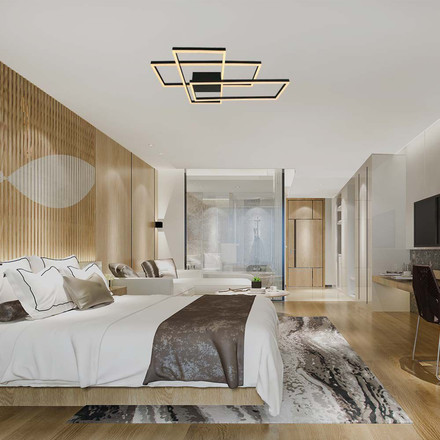 47W LED Designer Ceiling Light ( L90*W67*9CM) 3000K Black Body