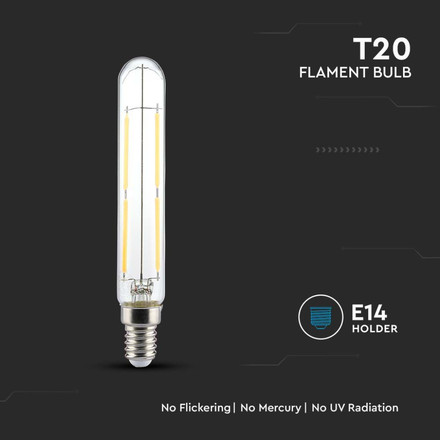 LED Крушка Е14 4W 3000К T20 Филамент SKU 212701 V-TAC