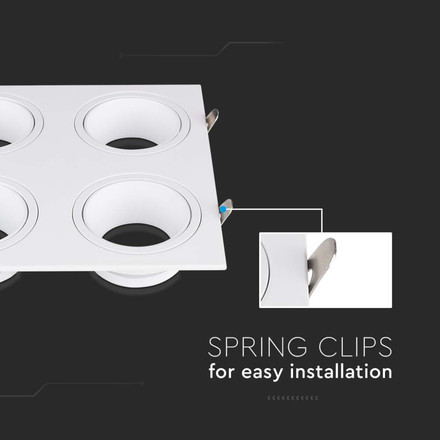 Луничка Четворен Корпус GU10 Метал Бял SKU 23003 V-TAC