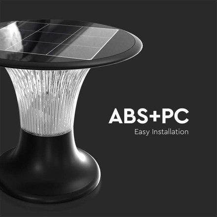 15W LED Solar Pilar Light Diamond LiFePO4 Battery 3.2V 6000mA CCT: 6000K+4000K Black