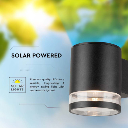 LED Соларна Стенна Лампа 1W 3000K IP44 Черна SKU 23012 V-TAC