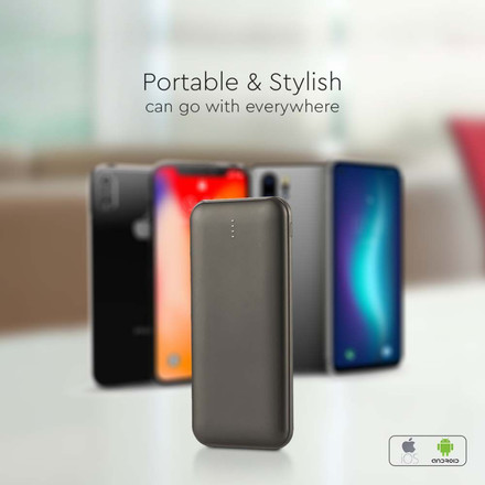 Външна Батерия 10000mah 2A 30CM Тип C Кабел Сива SKU 23037 V-TAC