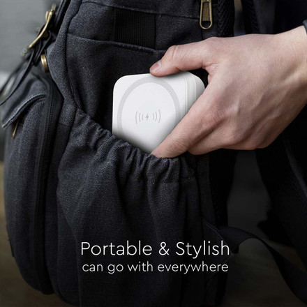 Магнитна Безжична Външна Батерия 10000mah С Метален Ринг Бяла SKU 23039 V-TAC