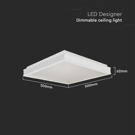 42W LED Designer Light Square White Finish 4000K Dimmable