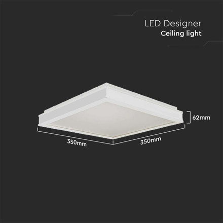 18W LED Designer Light Square White Finish 4000K Dimmable