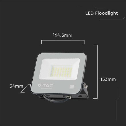 LED Прожектор 30W 4000K 185LM на ват SAMSUNG ЧИП Черен SKU 9255 V-TAC