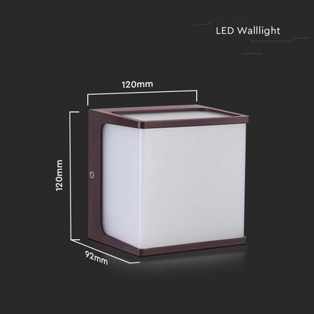 8W LED Wall Light Brown Body IP65 3000K