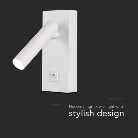 LED Аплик за стена 2W 4000K Квадрат Бял SKU 10289 V-TAC