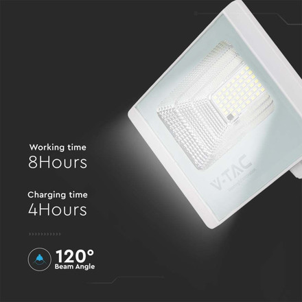 LED Соларен Прожектор 12W 6400K Бял SKU 10405 V-TAC