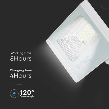 LED Соларен Прожектор 50W 6400K Бяло Тяло SKU 10416 V-TAC