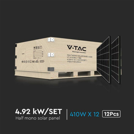 410W Солатен панел с черна рамка - 12 броя палет 4.92KW SKU 11518 SKU 11562 V-TAC