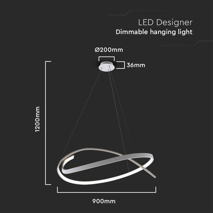 48W LED Designer Hanging Light 800*1200MM Triac Dimmable 4000K White