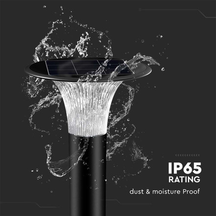 LED Соларна Наземна Лампа 15W Диамант Черна CCT SKU 23006 V-TAC