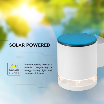 LED Соларна Стенна Лампа 1W 3000K IP44 Бяла SKU 23013 V-TAC