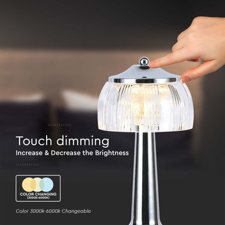 LED Table Lamp 1800mAH BatteryD:13.5*26.5 Chrome Body3IN1