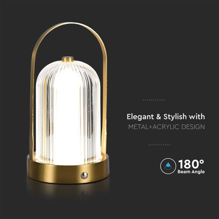 LED Настолна Лампа с Батерия Златиста 3в1 SKU 7989 V-TAC