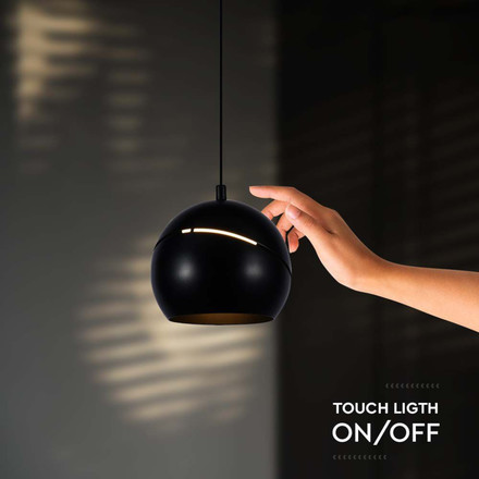 8.5W LED Hanging Lamp Φ180 Adjustable Wire Touch On/Of Black Body 3000K