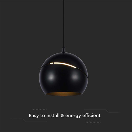8.5W LED Hanging Lamp Φ180 Adjustable Wire Touch On/Of Black Body 3000K