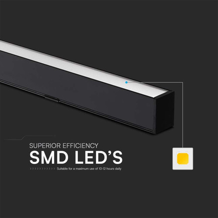 40W LED Linear Hanging Suspension Light : Up & Down System 3IN1 Black Body
