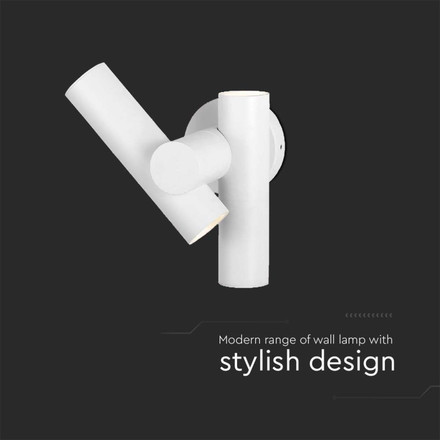 2x2.6W 2 Way Spot Wall Light 3000K White Body IP44