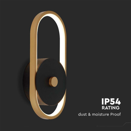 15W LED Outdoor Wall Light (L33*W15*H4.4mm) 3000K Black+Antique Brass Body IP65