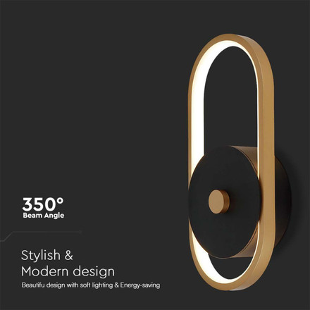 LED аплик за стена 15W 3000K Черен и античен месинг IP65 SKU 10563 V-TAC